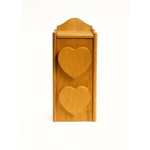 Solid Wood Tower Jewelry Storage Box Wooden Hearts Drawers Hinged Lid Hand Made